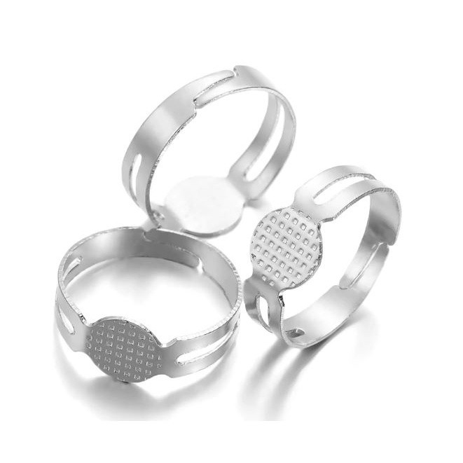 1/2pcs Open Ring Circle With Pad Adjusted 18mm Flat Ring Base Silver Plated For Jewelry Making 戒指托(1977L) - Image 11