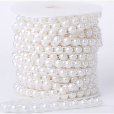 1yard/pack 6mm~10mm Half Round Pearl Beads Chain Garland Flowers Acrylic Beads For Wedding Decoration 半面定位连线珠链 (613L) - Image 13