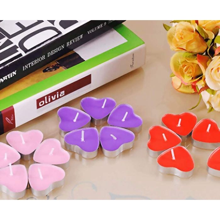 10PCS Heart-shaped Empty Aluminum Tealight Candle Wax Tins Jars Cases Containers Molds Holders for DIY 彩色桃心小蜡烛(2003L) - Image 3