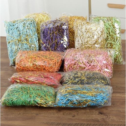 20g Gold Thread Mixed Raffia Thick Paper Silk Gift Box Luminous Filling Wedding Birthday 金线混合拉菲草(1990L) - Image 4