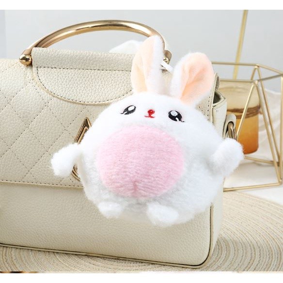 Durable Plush Pendant with Buckle Decorative Lovely Design Fine Craftsmanship Stuffed Doll Decorati粉色可爱小兔子毛绒背包钥匙(1997L) - Image 5