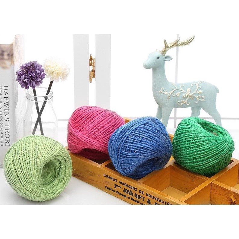 50Meters 2mm Colorful Natural Jute Cord Burlap Twine Rope For Handmade Gift Wrap DIY Crafts Home Wedding 彩色麻绳 (1980L)