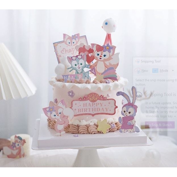 Cake Decoration Ornaments Purple Rabbit Disney StellaLou Girl's Favor Birthday Dessert Table Scene Decor可爱兔子插牌星戴露(2025L)