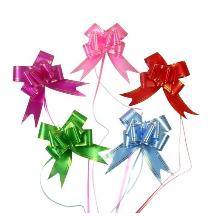 5pcs/pack 45# Large Pull Bows Flower Ribbon (Gold) For Wrapping Gift Decorate Wedding Car Party Christmas (1421) - Image 2