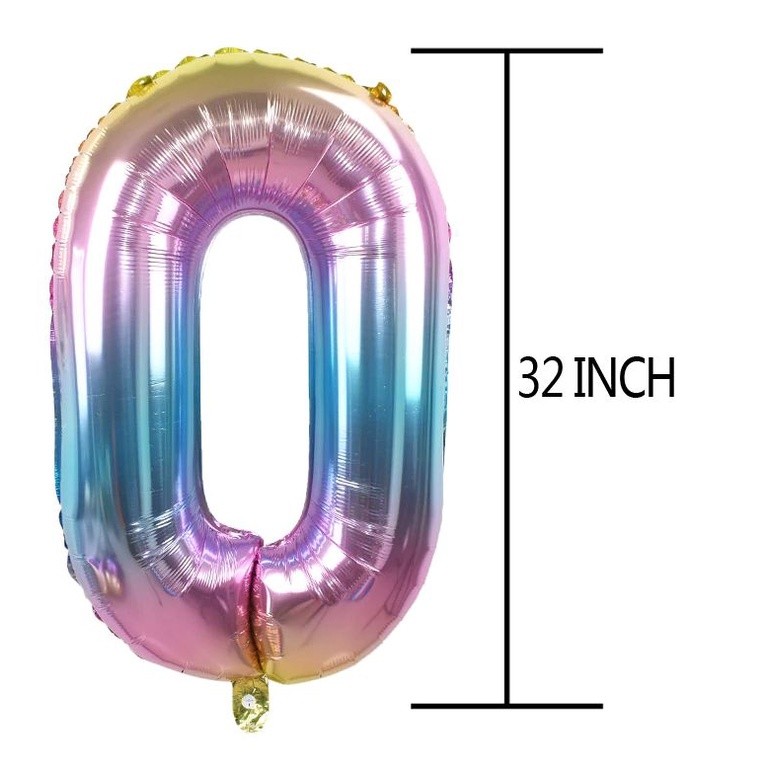32inch Iridescent Rainbow Color Number Foil Balloons Birthday Wedding Party Decoration(688L) - Image 3