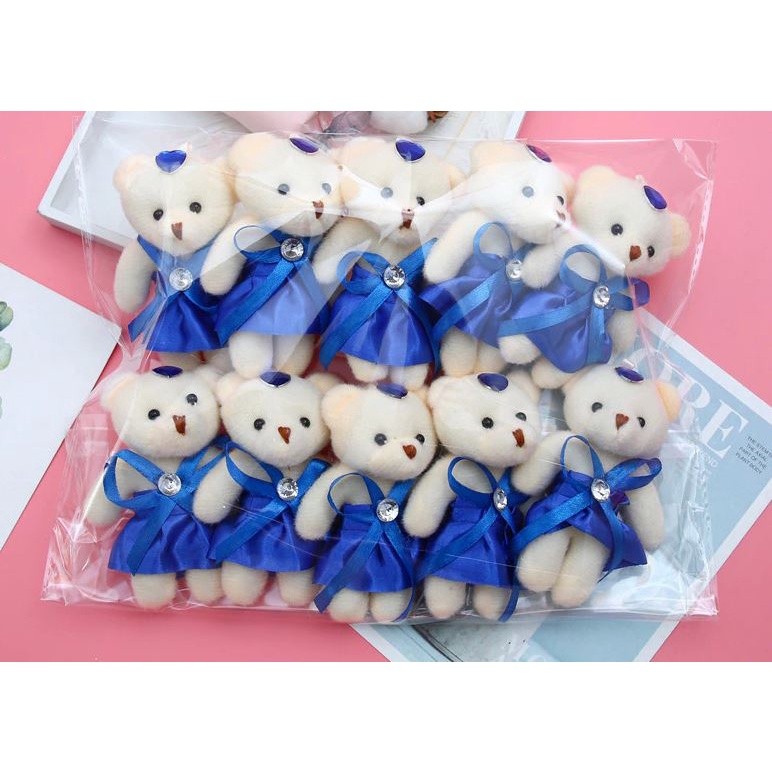 1pc 12cm Kawaii Teddy Bear Toys Plush Doll Mini Teddy Bear Flower Bouquets Bear For Girls Wedding Christmas Gifts(1580L) - Image 4