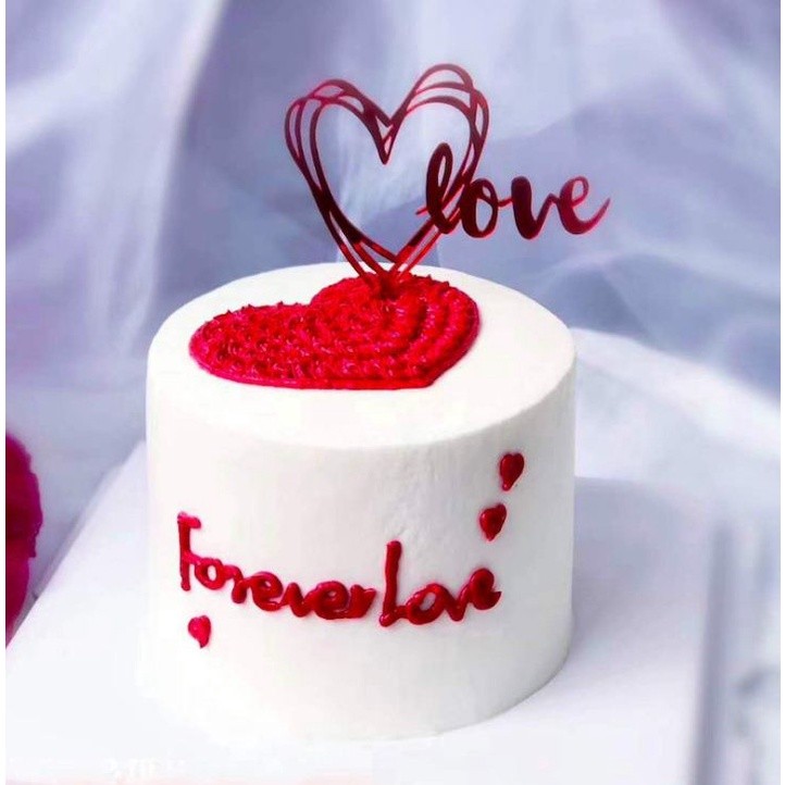 Love Acrylic Cupcake Topper Red Heart Acrylic Cake Topper For Wedding Valentine's Day Party Cake Decor(511L)