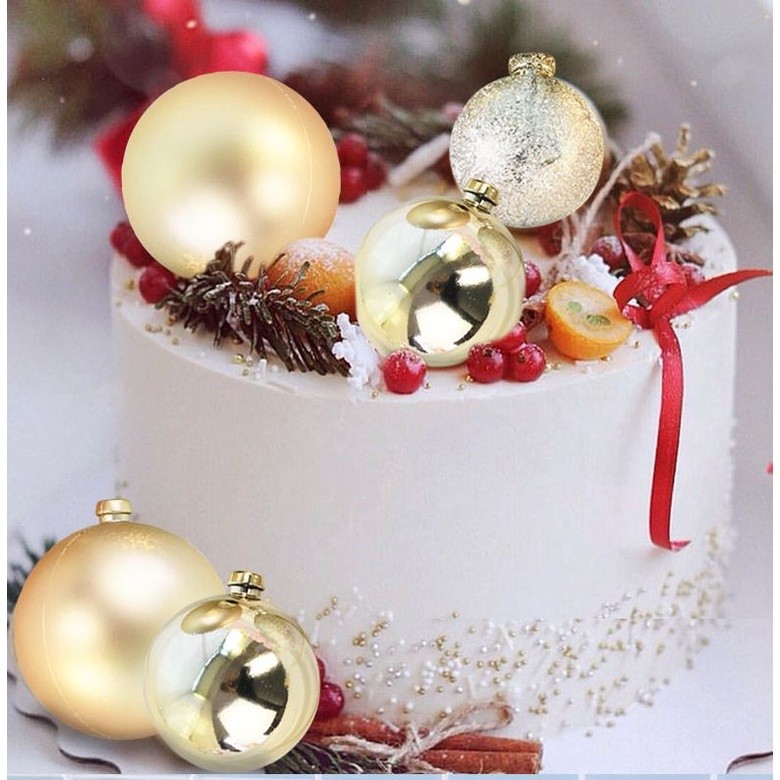 Shiny Gold Silver Pink Red Blue Balls Mirror ball Cake Topper Dessert Decoration for Girl Birthday Party(801L) - Image 2