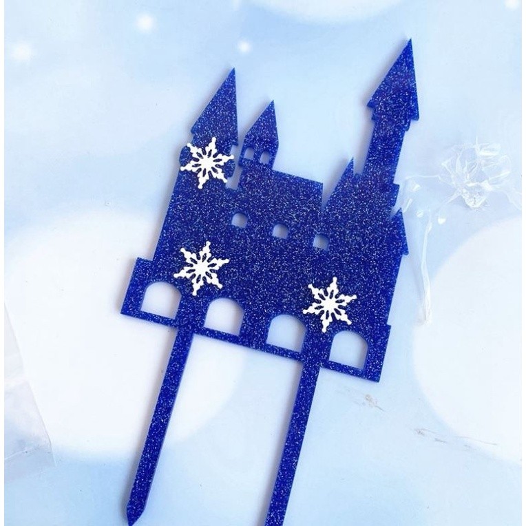New Fairy Girls Christmas Winter Snowfake Castle Acrylic Angle Cake Topper for Baby Girls Birthday Party (1333L) - Image 5