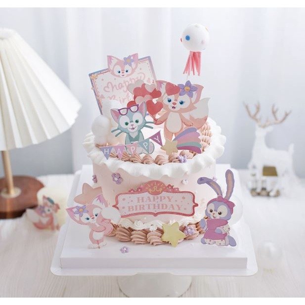 Cake Decoration Ornaments Purple Rabbit Disney StellaLou Girl's Favor Birthday Dessert Table Scene Decor可爱兔子插牌星戴露(2025L) - Image 2