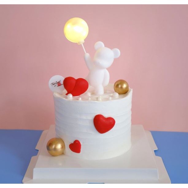 Cute Glowing Balloon Pink Gold Bear Love Cake Topper Valentine's Day Gift Baby Birthday Baking Dessert Decor(2009L) - Image 14