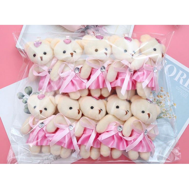 1pc 12cm Kawaii Teddy Bear Toys Plush Doll Mini Teddy Bear Flower Bouquets Bear For Girls Wedding Christmas Gifts(1580L) - Image 5