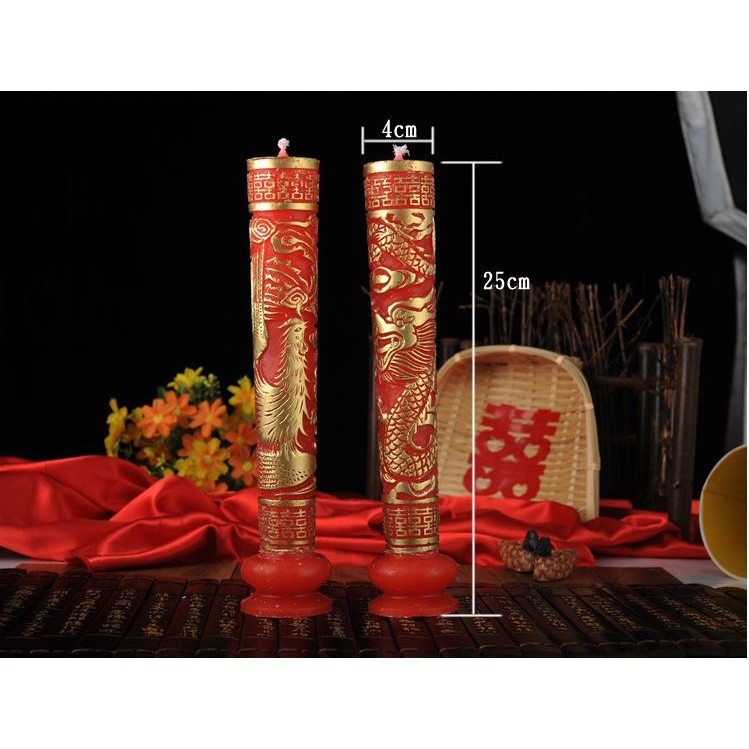 1set Wedding supplies dragon and phoenix candles wedding room decoration new house layout happy words 龙凤蜡烛(1253L) - Image 6