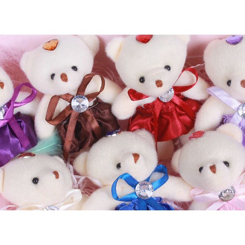 1pc 12cm Kawaii Teddy Bear Toys Plush Doll Mini Teddy Bear Flower Bouquets Bear For Girls Wedding Christmas Gifts(1580L) - Image 3