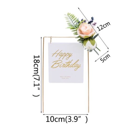 1pc Metal Happy Birthday Cake Topper Artificial flowers Cake Toppers For DIY Baby Shower Birthday(742L) - Image 9