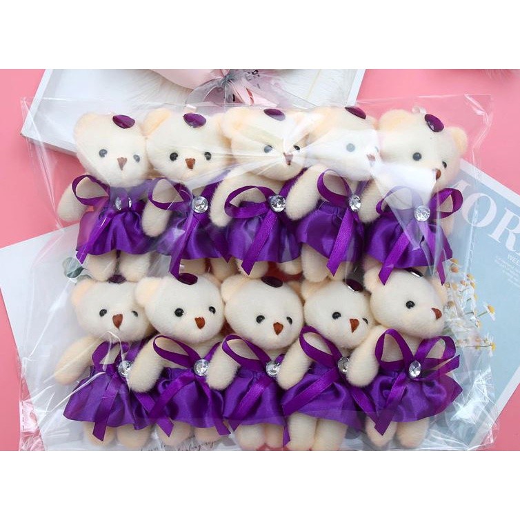 1pc 12cm Kawaii Teddy Bear Toys Plush Doll Mini Teddy Bear Flower Bouquets Bear For Girls Wedding Christmas Gifts(1580L) - Image 6