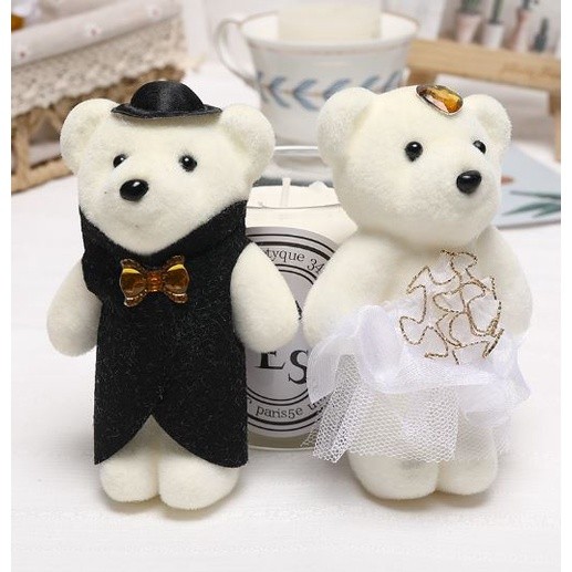 2PCS Hot Lover Plush Bear Toys Small Pendant Wholesale Couple Wedding Bouquet Bears Soft Stuffed Toy For Kids (1582L) - Image 11