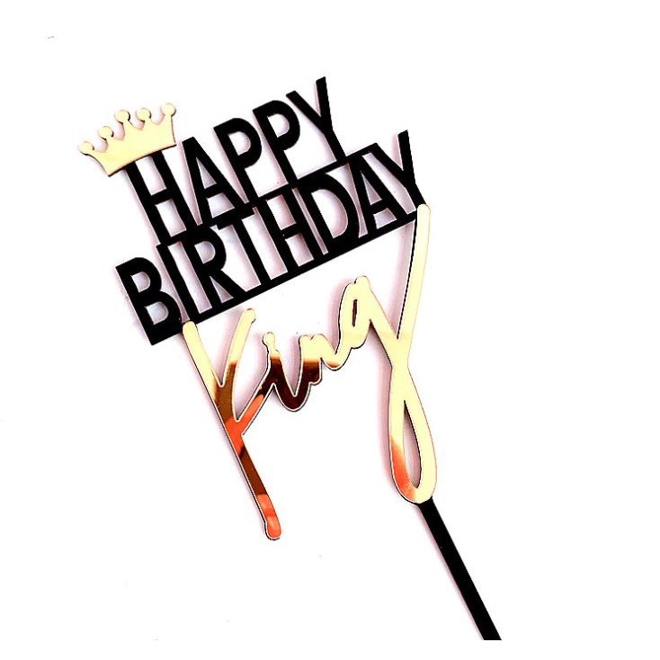 Gold Crown Queen King Princess Prince Black Acrylic Happy Birthday Cake Topper Child Adult Favors Party Cake (1026L) - Image 4