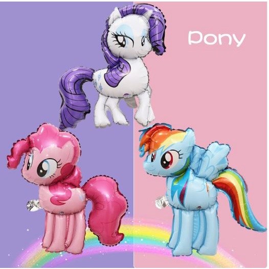 Little Pony Foil Balloons Pink Horse Kids Girl Latex Ballon Happy Birthday Party Banner Animal 新款小马彩虹独角兽铝膜气球(1986L)