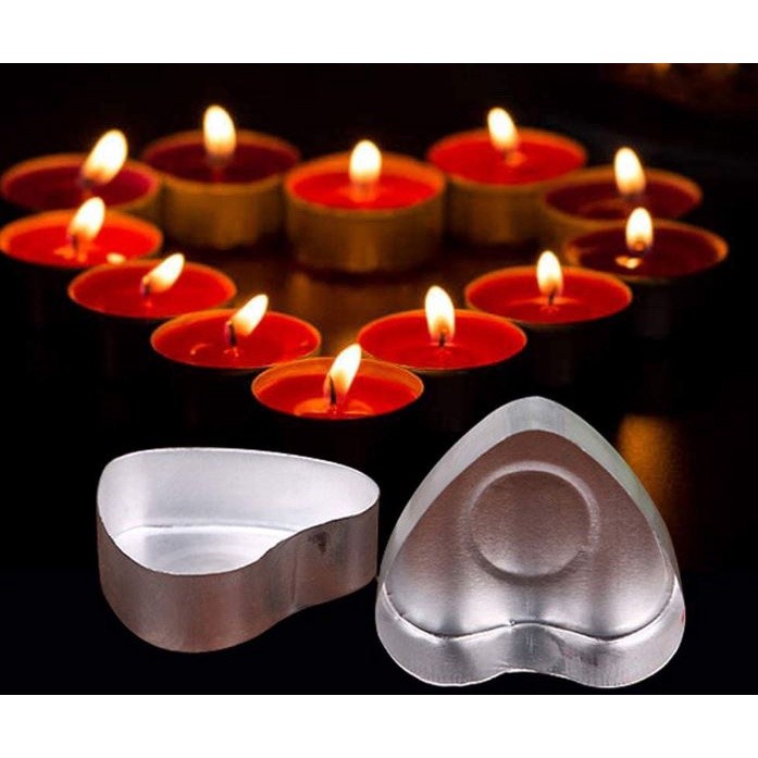 10PCS Heart-shaped Empty Aluminum Tealight Candle Wax Tins Jars Cases Containers Molds Holders for DIY 彩色桃心小蜡烛(2003L) - Image 2
