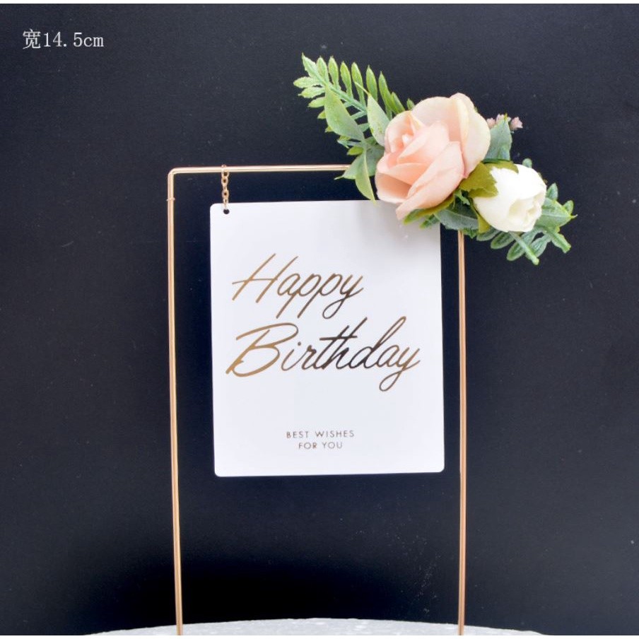1pc Metal Happy Birthday Cake Topper Artificial flowers Cake Toppers For DIY Baby Shower Birthday(742L) - Image 8