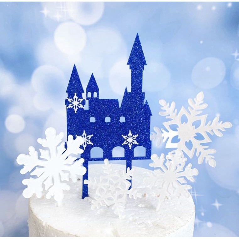 New Fairy Girls Christmas Winter Snowfake Castle Acrylic Angle Cake Topper for Baby Girls Birthday Party (1333L) - Image 4