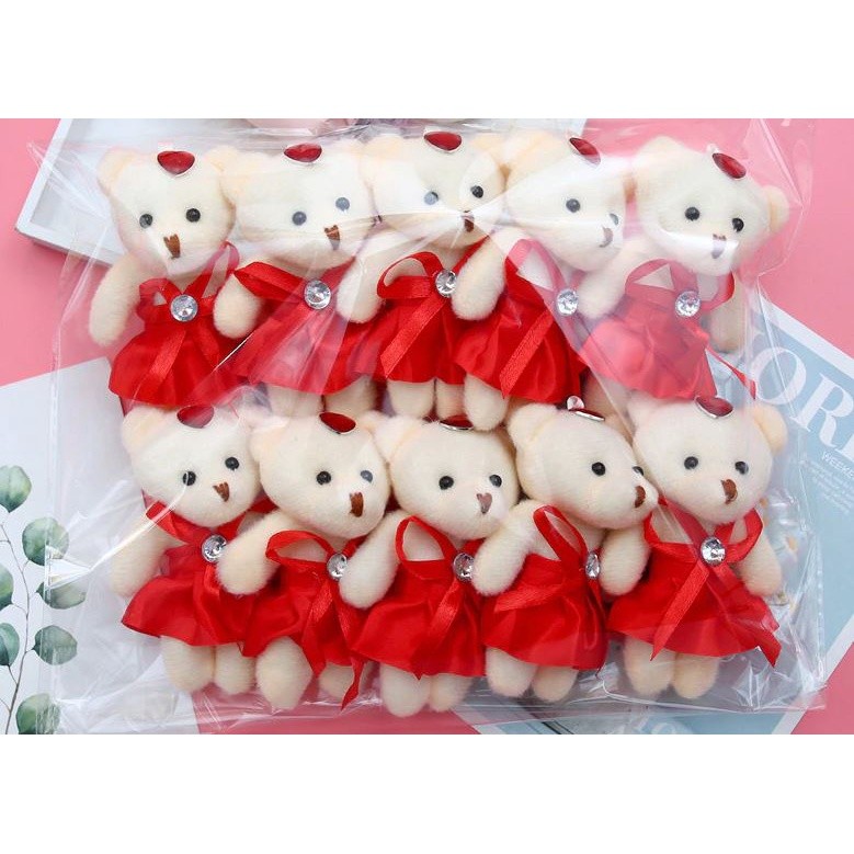 1pc 12cm Kawaii Teddy Bear Toys Plush Doll Mini Teddy Bear Flower Bouquets Bear For Girls Wedding Christmas Gifts(1580L) - Image 7