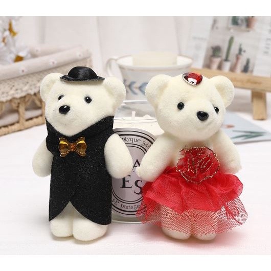 2PCS Hot Lover Plush Bear Toys Small Pendant Wholesale Couple Wedding Bouquet Bears Soft Stuffed Toy For Kids (1582L) - Image 13