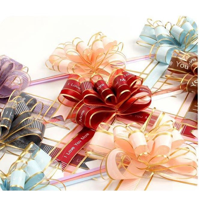 1pc 50mm Valentine'sDay Gift Packing I Love you more Large Organza Pull Bow Ribbon for Craft Wedding Decoration(1240L)
