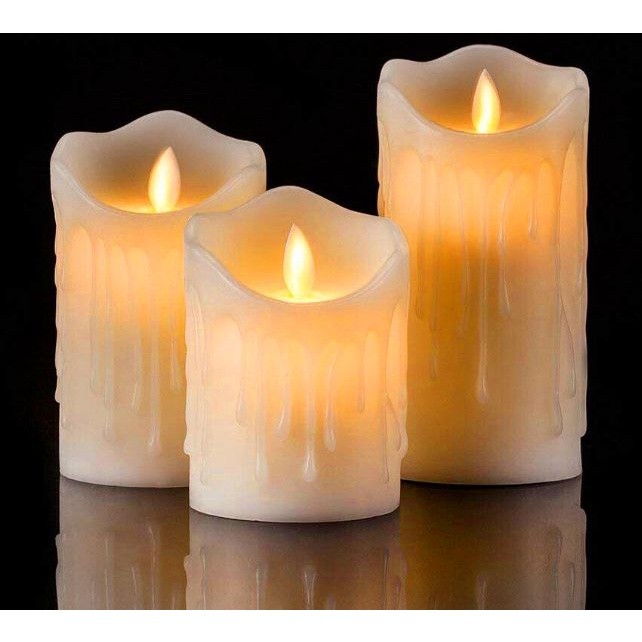 3 Pcs LED Flameless Candle Lights Pillar LED Candle New Year Candles Battery Powered Led 电子蜡烛灯摇摆晃(2000L) - Image 2