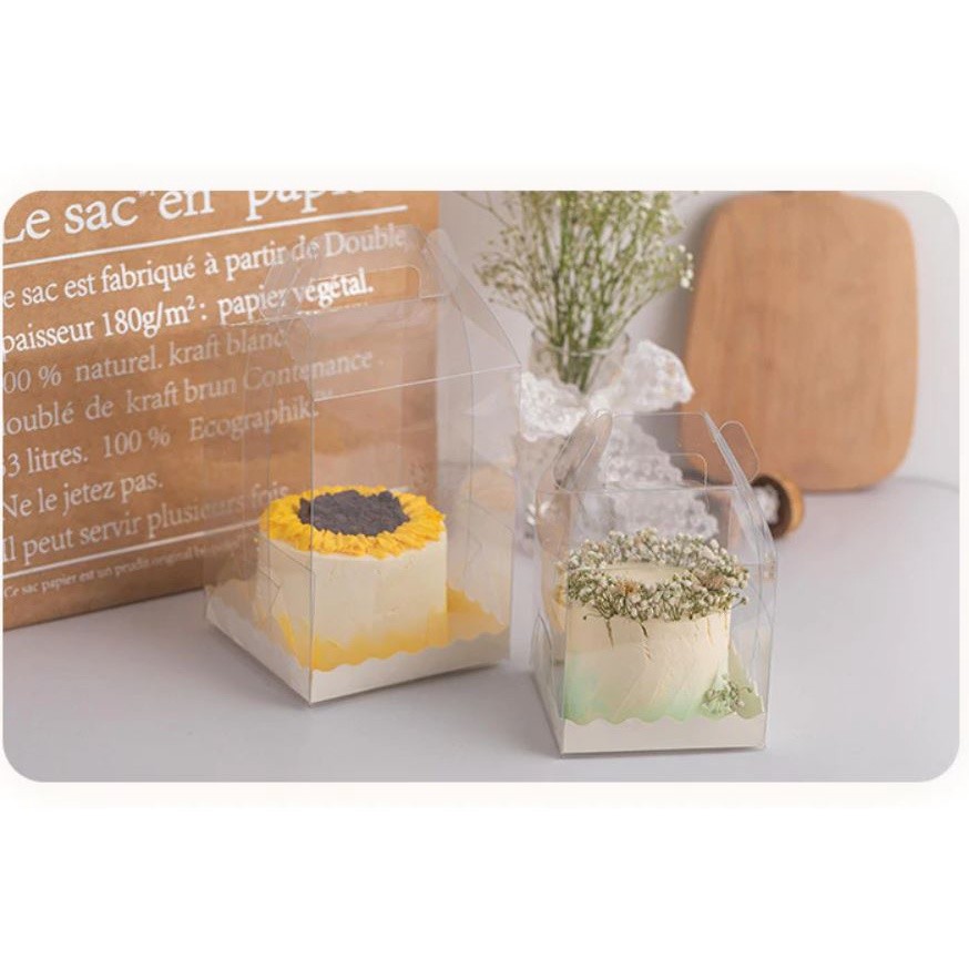 3/4/5 Inch Transparent Handle Boxes Cake Decoration Baby Show Birthday Package Supplies Food Snack(1003L)