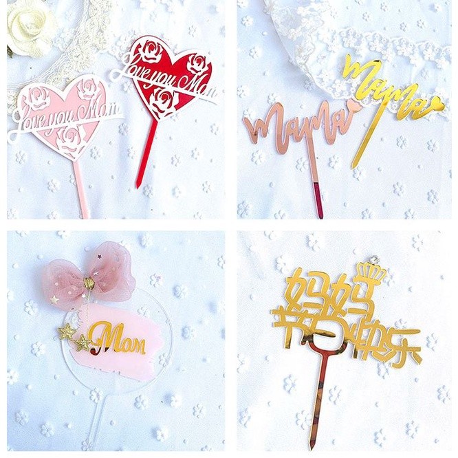 New Fashion Mother's Day Acrylic Cake Toppers Mum Letters Print Mother Birthday Party Home Decorative(803L) - Image 2