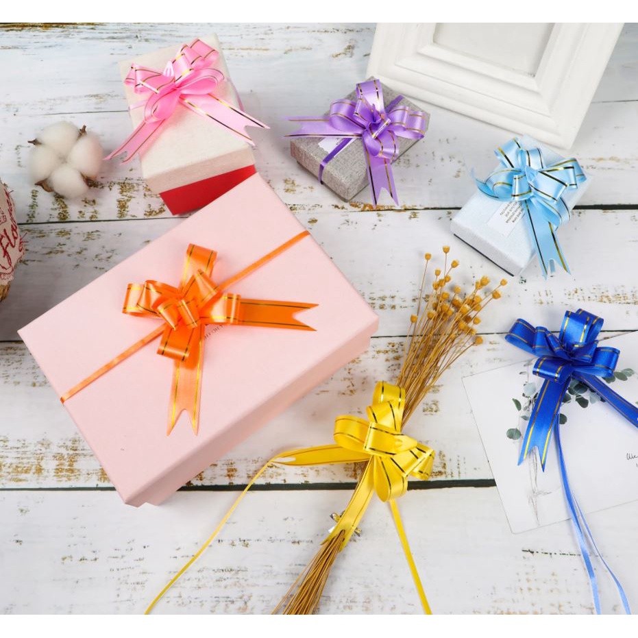 5pcs/pack 45# Large Pull Bows Flower Ribbon (Gold) For Wrapping Gift Decorate Wedding Car Party Christmas (1421) - Image 3