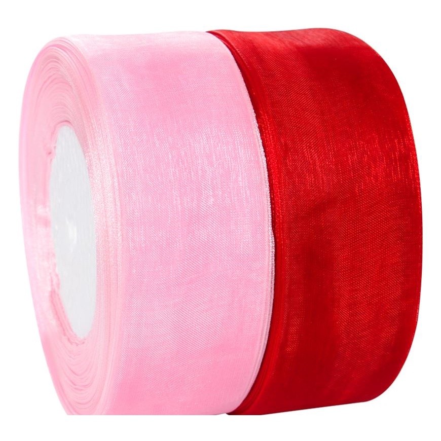 50yard 2/2.5cm Organza Ribbon gift wrapping decoration Christmas silk ribbons for Wedding DIY Craft(1074L) - Image 4