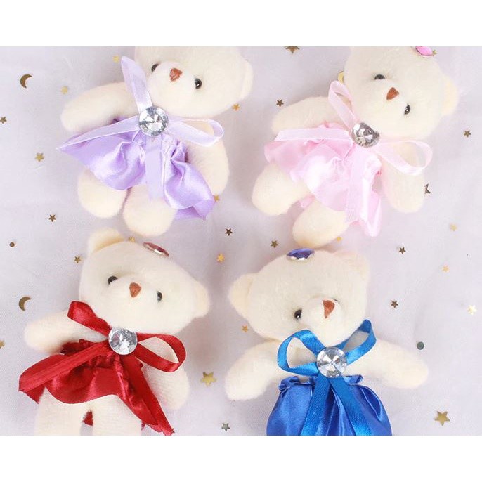 1pc 12cm Kawaii Teddy Bear Toys Plush Doll Mini Teddy Bear Flower Bouquets Bear For Girls Wedding Christmas Gifts(1580L) - Image 2
