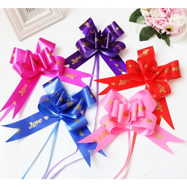 1pc 45# "LOVE""BEST WISHES FOR YOU" Gift Wrap Pull Bows Wedding Birthday Ribbon Decorations for Wedding (1313L)