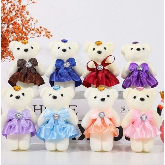 1pc Small Plush Stuffed Mini Teddy Bear Toys Wedding Flower Bouquet Little Satin Cartoon 卡通花束冰淇淋泡沫熊公仔 (1013L) - Image 6