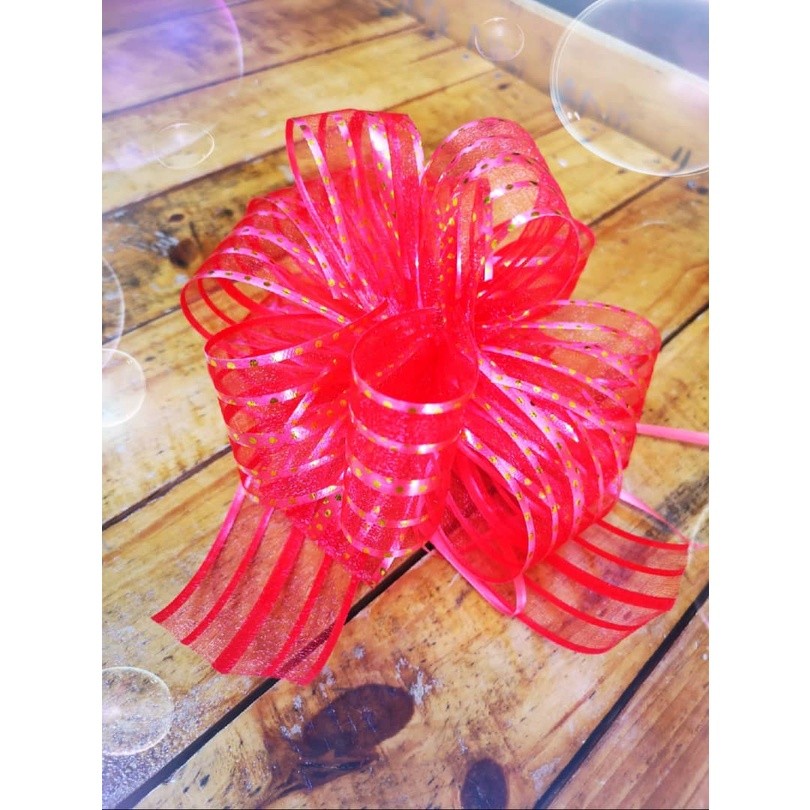 1pcs 5cm Lace & Dot Ribbon Christmas Gift Wrap Pull Bows Gift Ribbons Happy New Year Birthday Wedding Car Decor(474L)