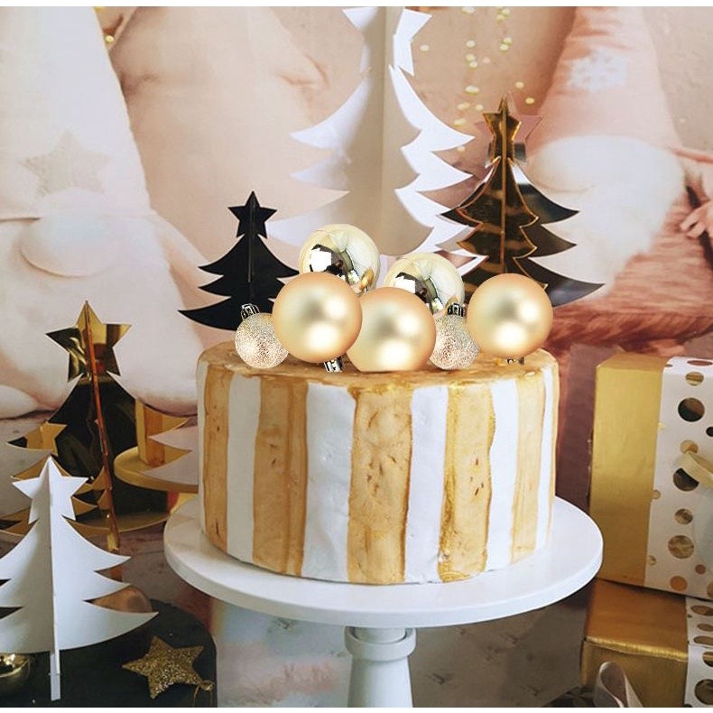 Shiny Gold Silver Pink Red Blue Balls Mirror ball Cake Topper Dessert Decoration for Girl Birthday Party(801L) - Image 3