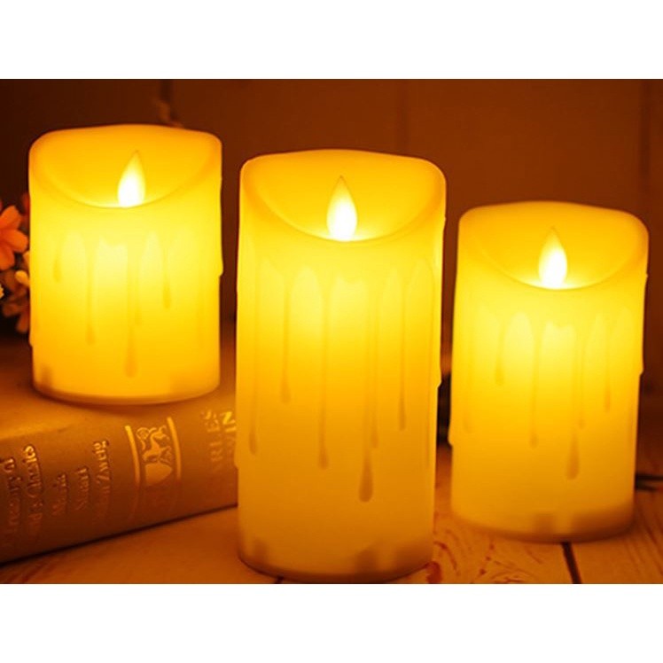 3 Pcs LED Flameless Candle Lights Pillar LED Candle New Year Candles Battery Powered Led 电子蜡烛灯摇摆晃(2000L)