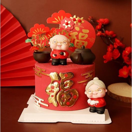 Kawaii Figures Grandma Grandpa Old Couple DIY Mini Fairy Garden Ornament Doll Couple Gift(944L) - Image 2
