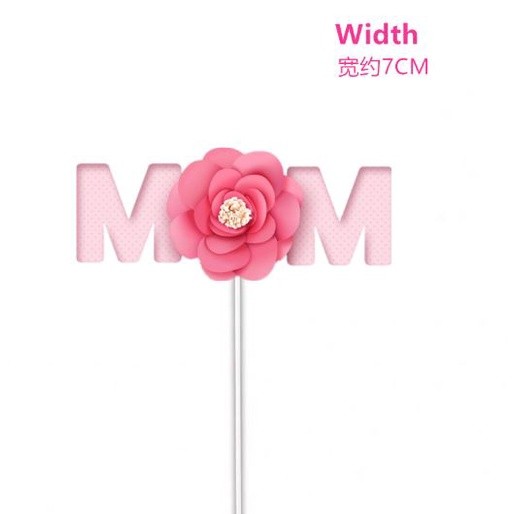 1pc Cake Topper Pink Heart Flower Decoration Happy Mother`s Day Cake Toppers For Birthday Gift Cupcake 母亲节我爱妈妈插牌(2018L) - Image 3