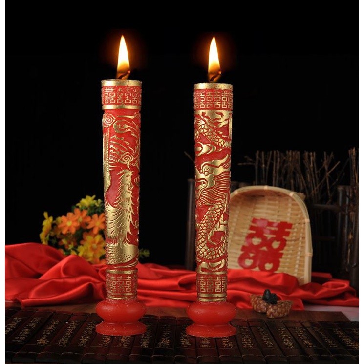 1set Wedding supplies dragon and phoenix candles wedding room decoration new house layout happy words 龙凤蜡烛(1253L) - Image 7