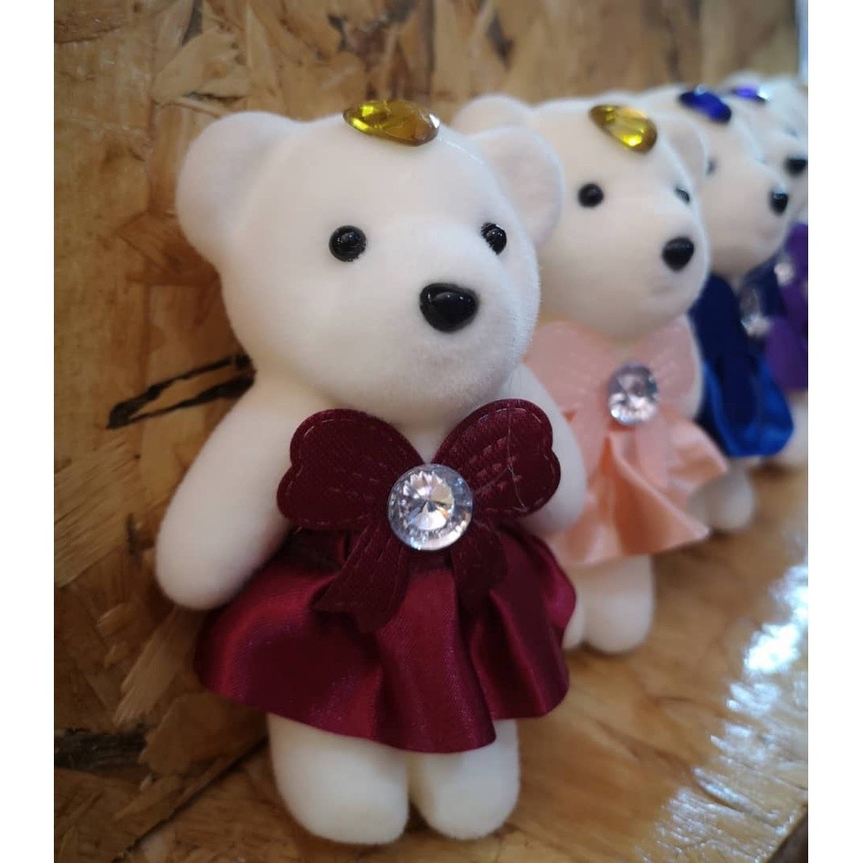 1pc Small Plush Stuffed Mini Teddy Bear Toys Wedding Flower Bouquet Little Satin Cartoon 卡通花束冰淇淋泡沫熊公仔 (1013L) - Image 14
