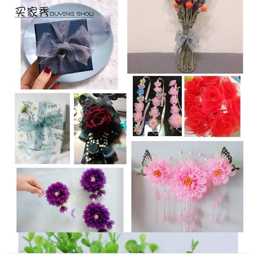 50yard 2/2.5cm Organza Ribbon gift wrapping decoration Christmas silk ribbons for Wedding DIY Craft(1074L) - Image 5