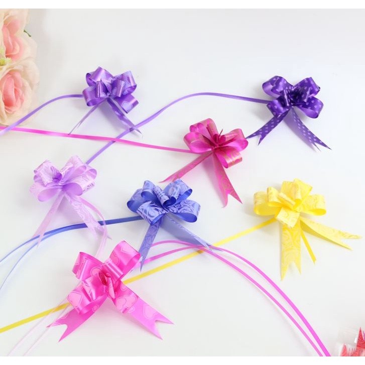 10PCS 1.8cm (Rose) Pull Bows Flower Ribbon For Wrapping Gift Decorate Wedding Car Party Christmas Birthday(1320L)