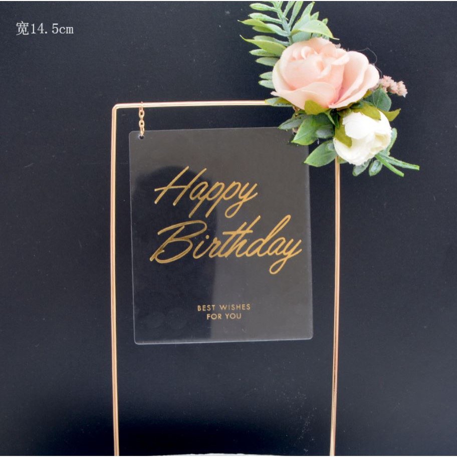 1pc Metal Happy Birthday Cake Topper Artificial flowers Cake Toppers For DIY Baby Shower Birthday(742L) - Image 7