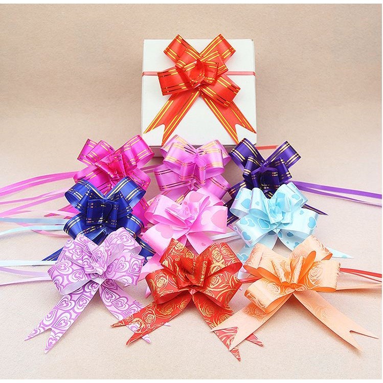 10pcs 3cm Ribbon (Gold) Christmas Gift Wrap Pull Bows Gift Ribbons Happy New Year Birthday Party Wedding Car Decor(465L) - Image 2