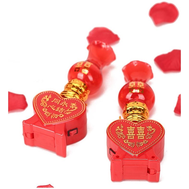 1set Wedding LED electronic candle light red plastic peach heart wedding happy word light 电子蜡烛灯红色塑料桃心结婚喜字灯(1252L) - Image 6