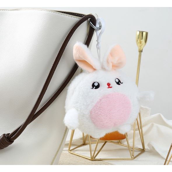 Durable Plush Pendant with Buckle Decorative Lovely Design Fine Craftsmanship Stuffed Doll Decorati粉色可爱小兔子毛绒背包钥匙(1997L) - Image 4